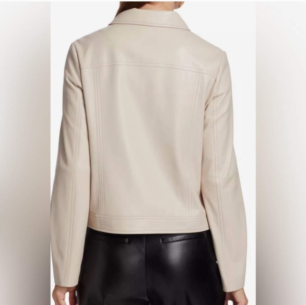 NWT ELIE TAHARI | $395 Zinc Vegan Leather Jacket - Picture 4 of 5